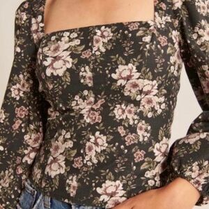 Black floral Abercrombie and Fitch long sleeve top